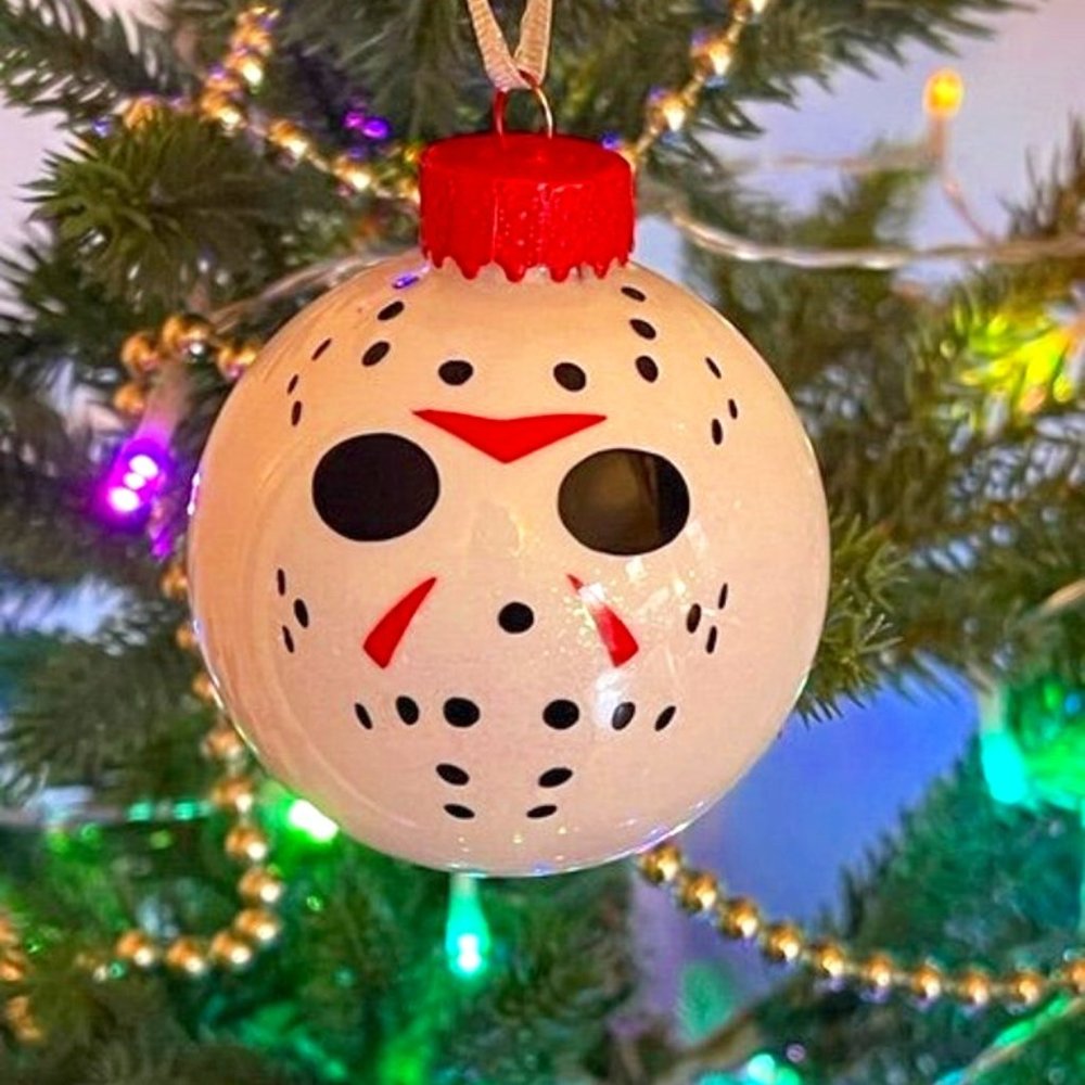 Handmade Friday the 13th Jason Vorhees Hockey Mask Horror Christmas Ornament